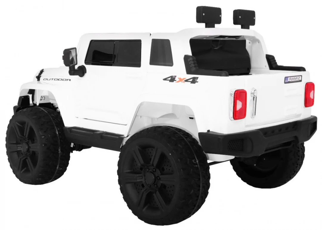 Mighty Jeep automobil na baterije za djecu, bijeli + 2 sjedala + 4x4 pogon + 2 nosača, bijela_2