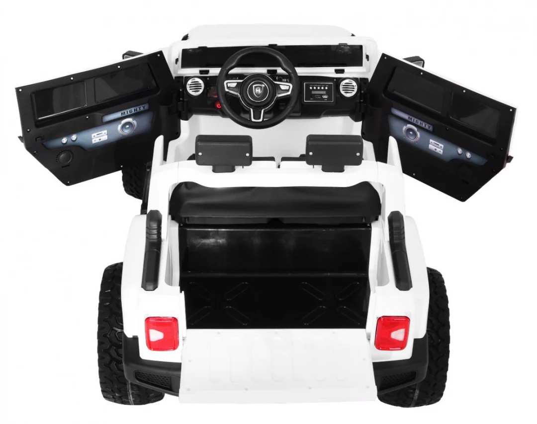 Mighty Jeep automobil na baterije za djecu, bijeli + 2 sjedala + 4x4 pogon + 2 nosača, bijela_3