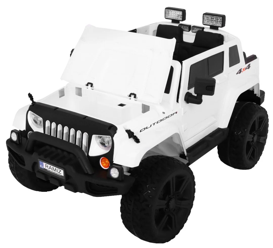 Mighty Jeep automobil na baterije za djecu, bijeli + 2 sjedala + 4x4 pogon + 2 nosača, bijela_4