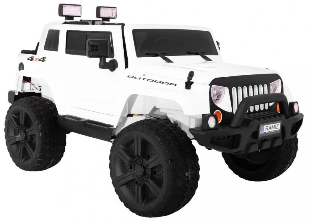 Mighty Jeep automobil na baterije za djecu, bijeli + 2 sjedala + 4x4 pogon + 2 nosača, bijela_5