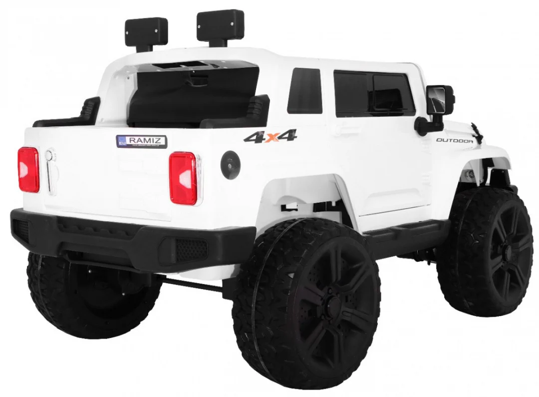 Mighty Jeep automobil na baterije za djecu, bijeli + 2 sjedala + 4x4 pogon + 2 nosača, bijela_7