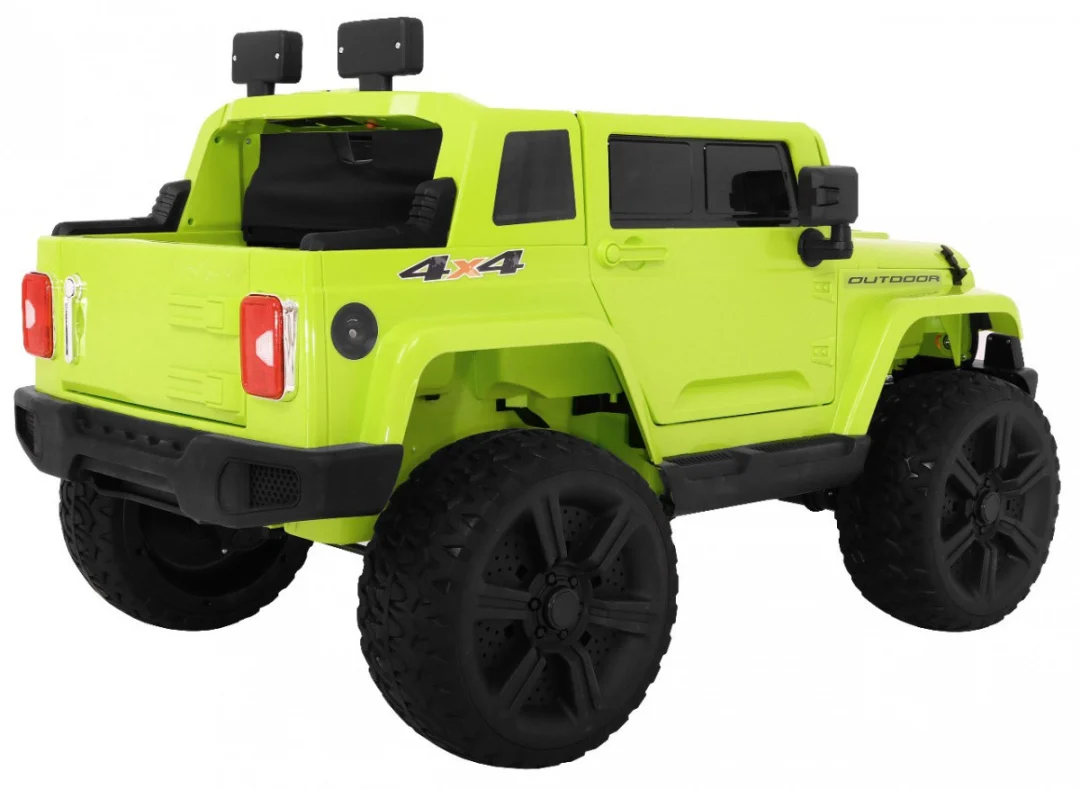 Mighty Jeep automobil na baterije za djecu, zeleni + 2 sjedala + 4x4 pogon + 2 nosača, zelena_2