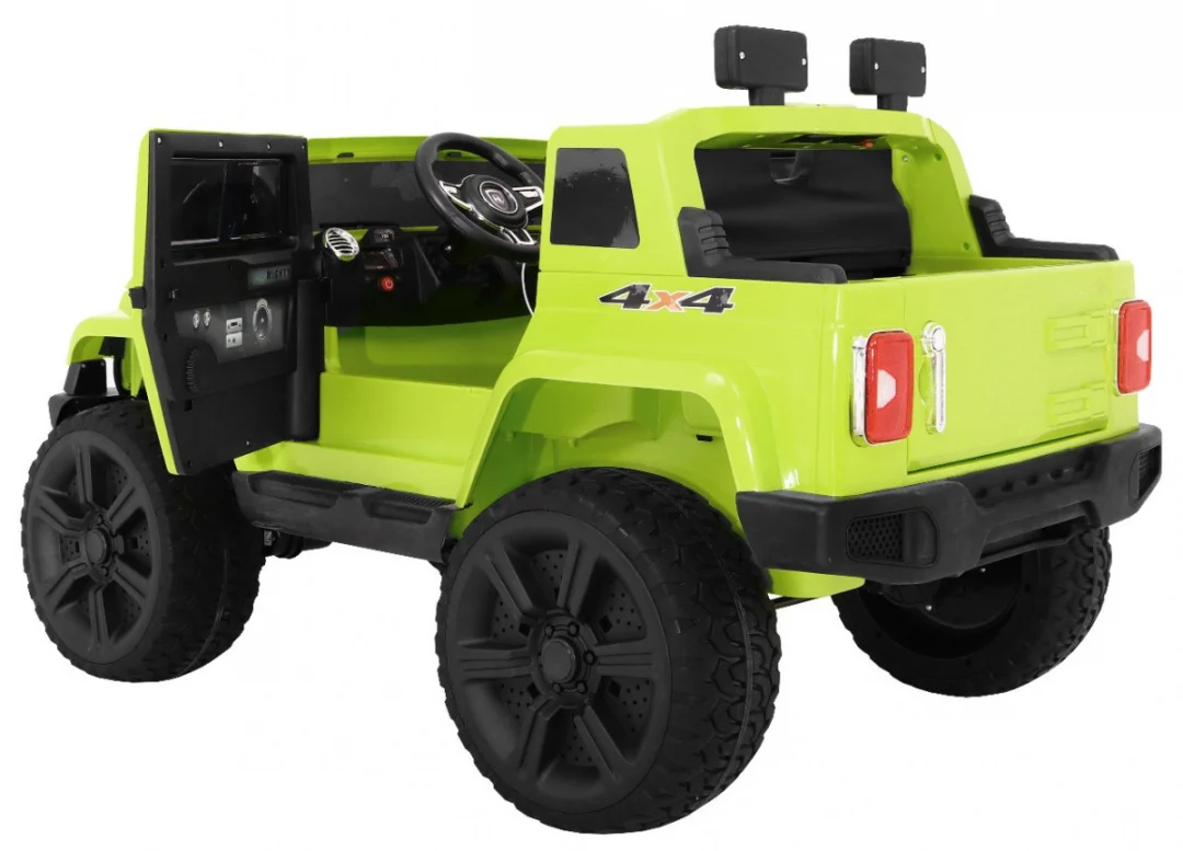 Mighty Jeep automobil na baterije za djecu, zeleni + 2 sjedala + 4x4 pogon + 2 nosača, zelena_5