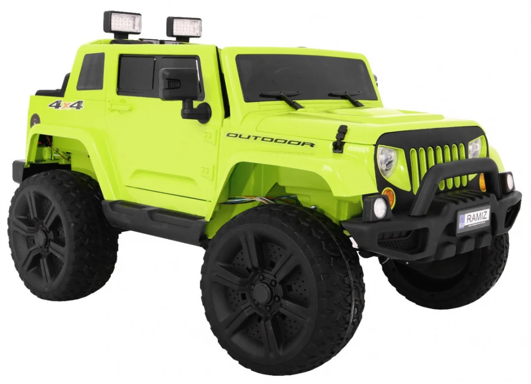 Mighty Jeep automobil na baterije za djecu, zeleni + 2 sjedala + 4x4 pogon + 2 nosača, zelena_6
