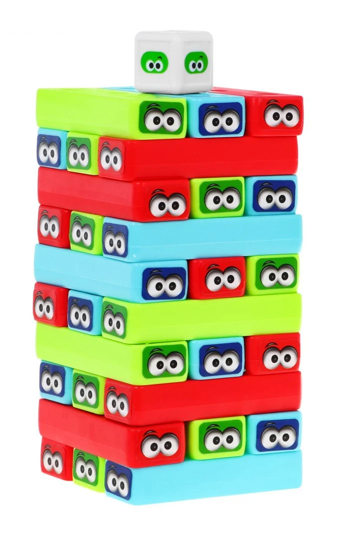 Mini Jenga arkadna igra za djecu 3+. Gradnja tornja + 30 šarenih blokova + kockice_3