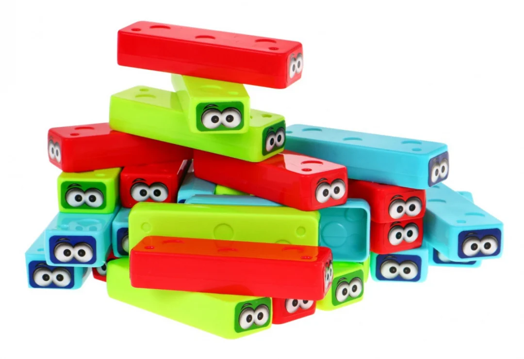Mini Jenga arkadna igra za djecu 3+. Gradnja tornja + 30 šarenih blokova + kockice_4