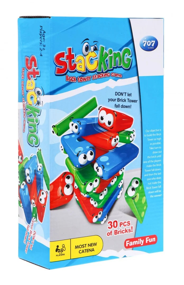 Mini Jenga arkadna igra za djecu 3+. Gradnja tornja + 30 šarenih blokova + kockice_5