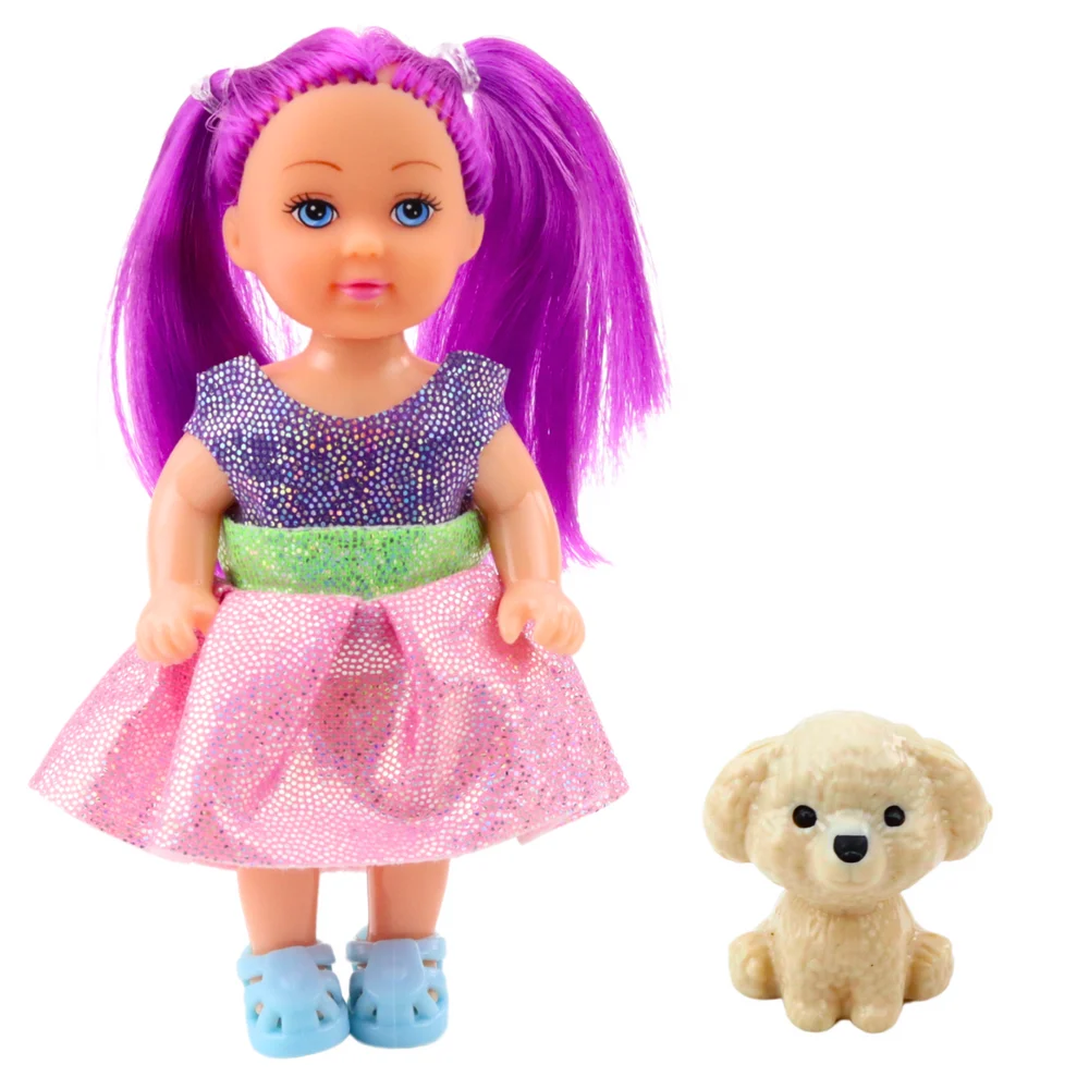 Mini lutka u haljini s psom, Pupil miks, 12 cm_2