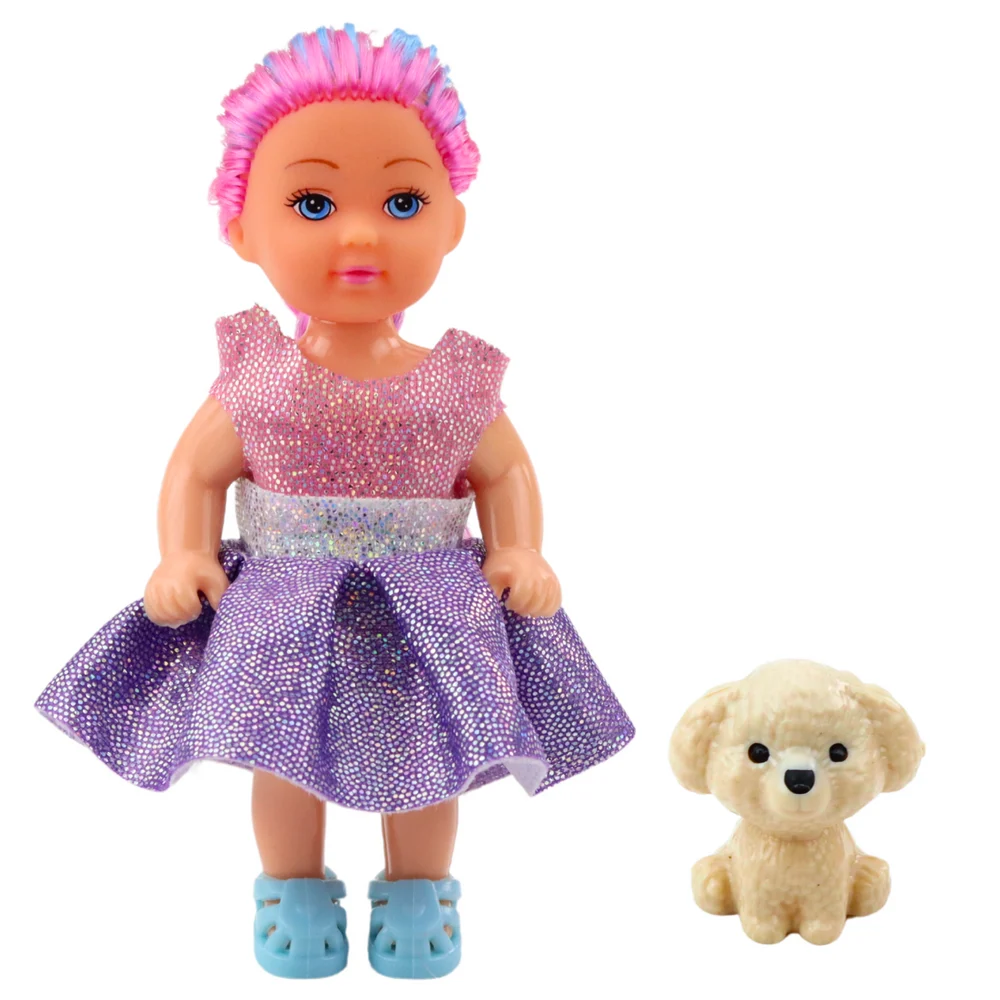 Mini lutka u haljini s psom, Pupil miks, 12 cm_4