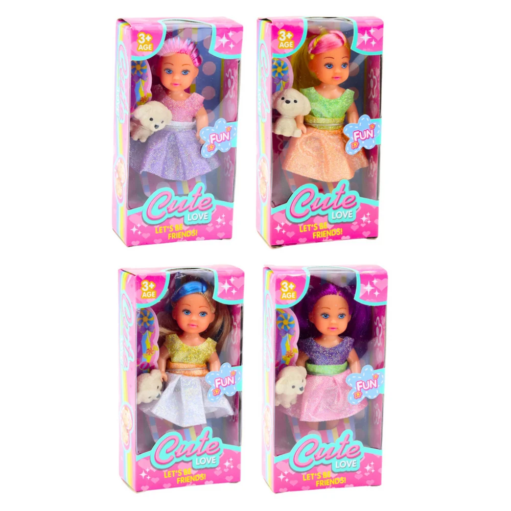 Mini lutka u haljini s psom, Pupil miks, 12 cm_6
