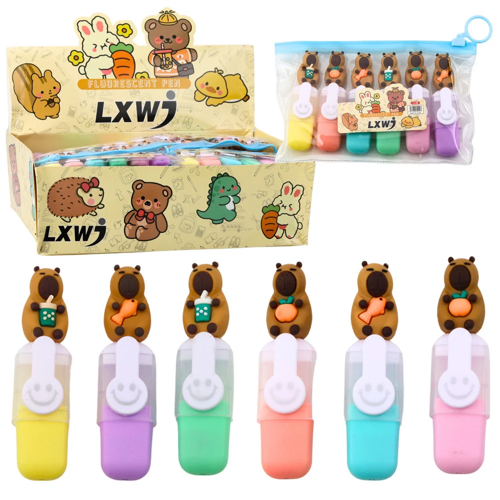 Mini markeri Capybara pastelni 6 kom u kutiji_1