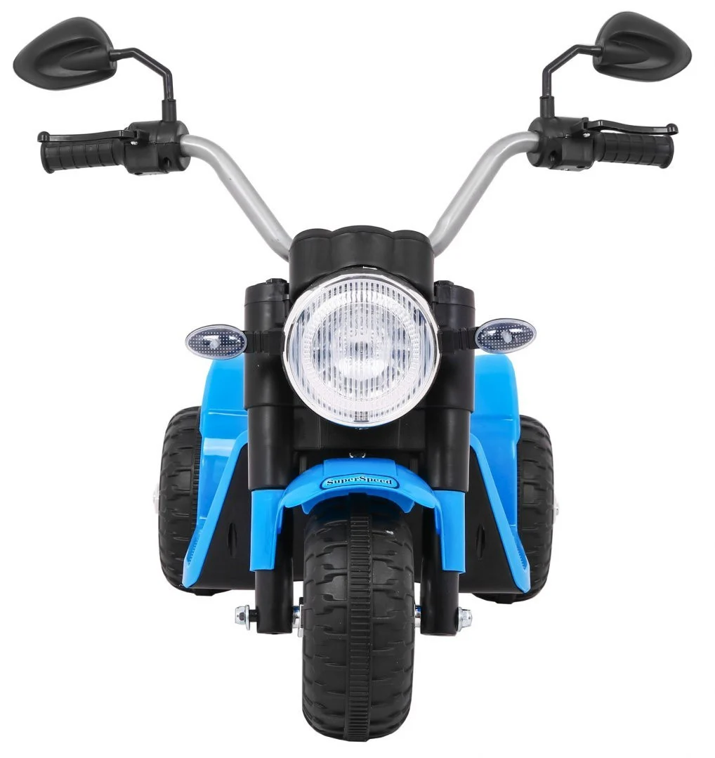 Minibike baterijski motor za djecu plavi + zvukovi + LED svjetla + eko koža, plava motor na akumulator_3