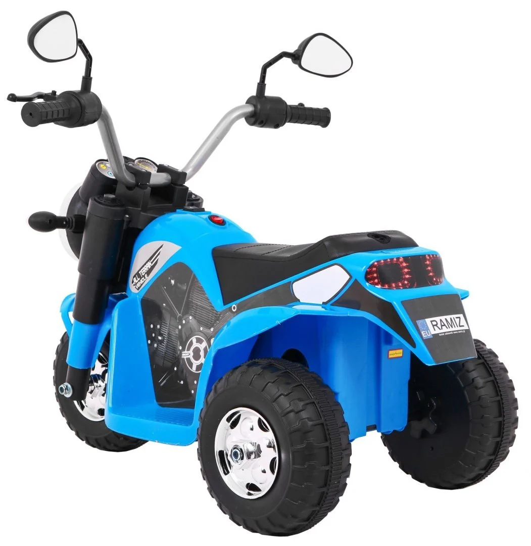 Minibike baterijski motor za djecu plavi + zvukovi + LED svjetla + eko koža, plava motor na akumulator_5