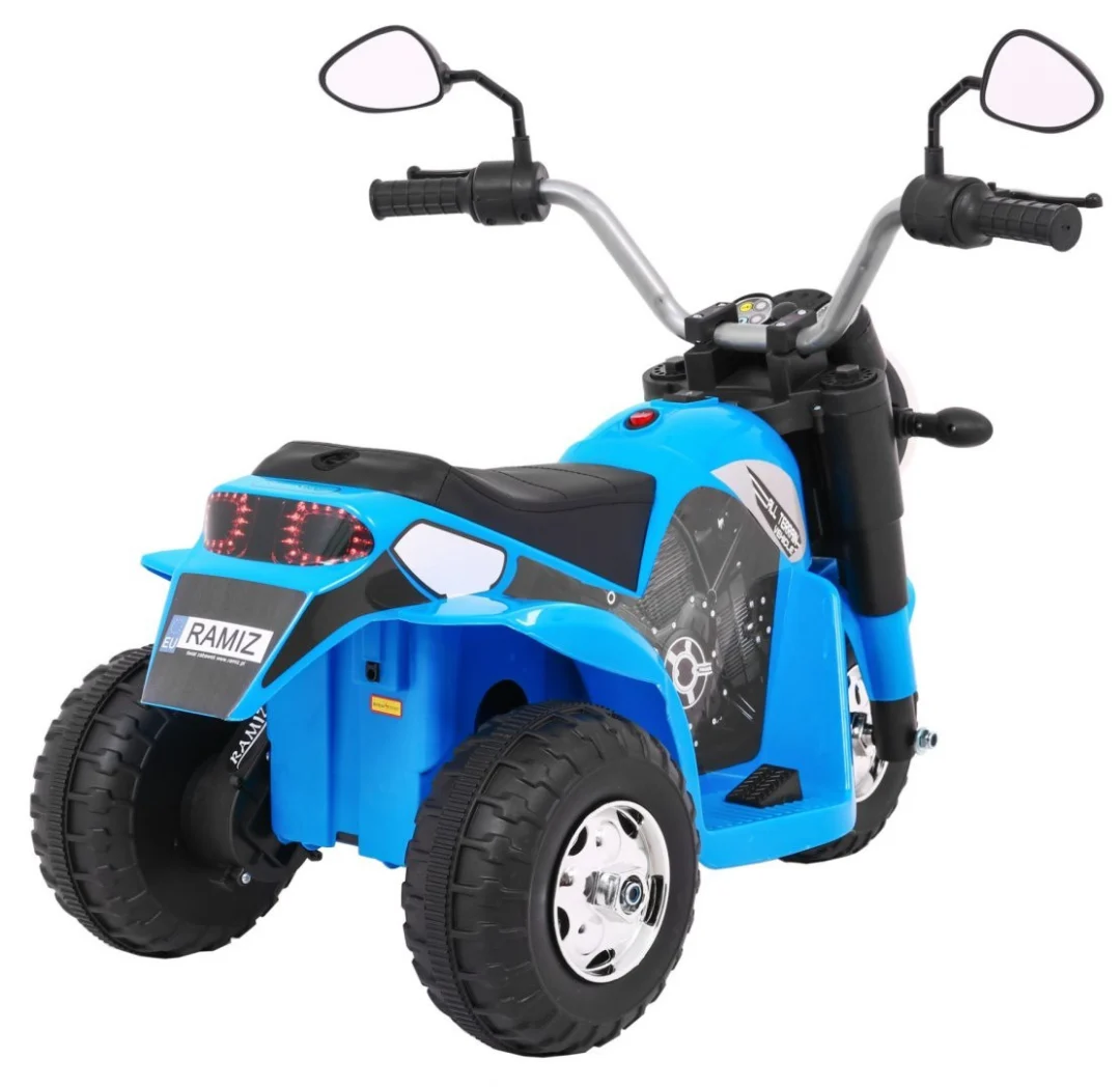 Minibike baterijski motor za djecu plavi + zvukovi + LED svjetla + eko koža, plava motor na akumulator_8