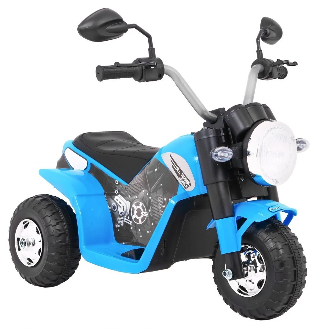 Minibike baterijski motor za djecu plavi + zvukovi + LED svjetla + eko koža, plava motor na akumulator_9
