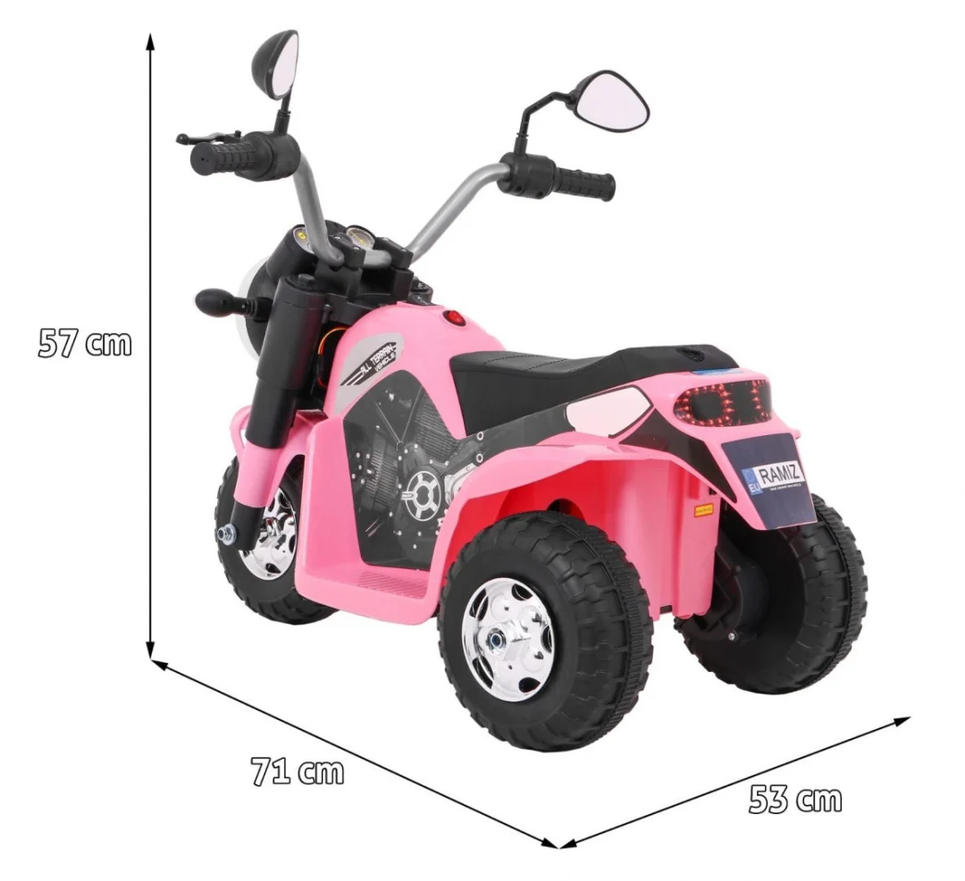 Minibike baterijski motor za djecu roza + zvukovi + LED svjetla + eko koža motor na akumulator_2