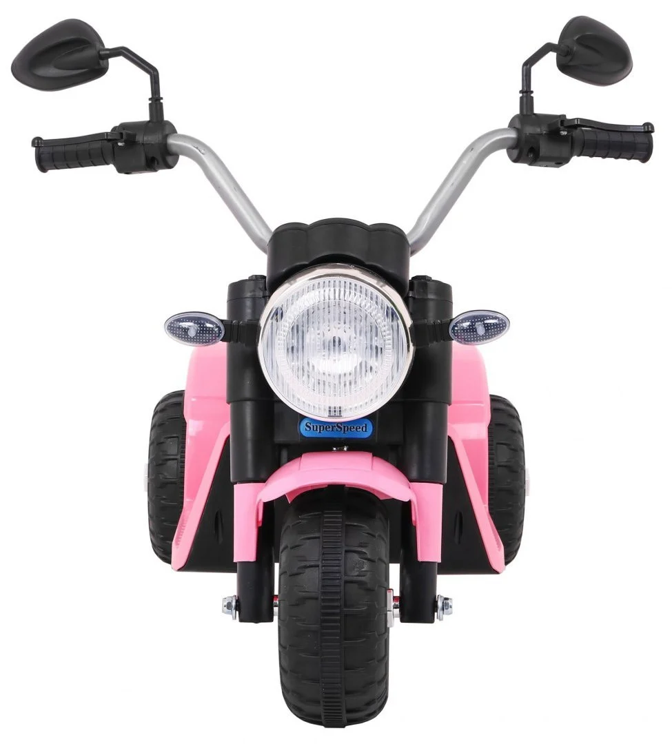 Minibike baterijski motor za djecu roza + zvukovi + LED svjetla + eko koža motor na akumulator_3