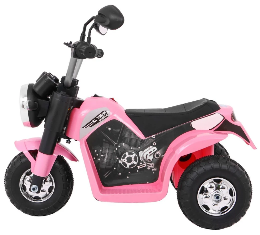 Minibike baterijski motor za djecu roza + zvukovi + LED svjetla + eko koža motor na akumulator_4