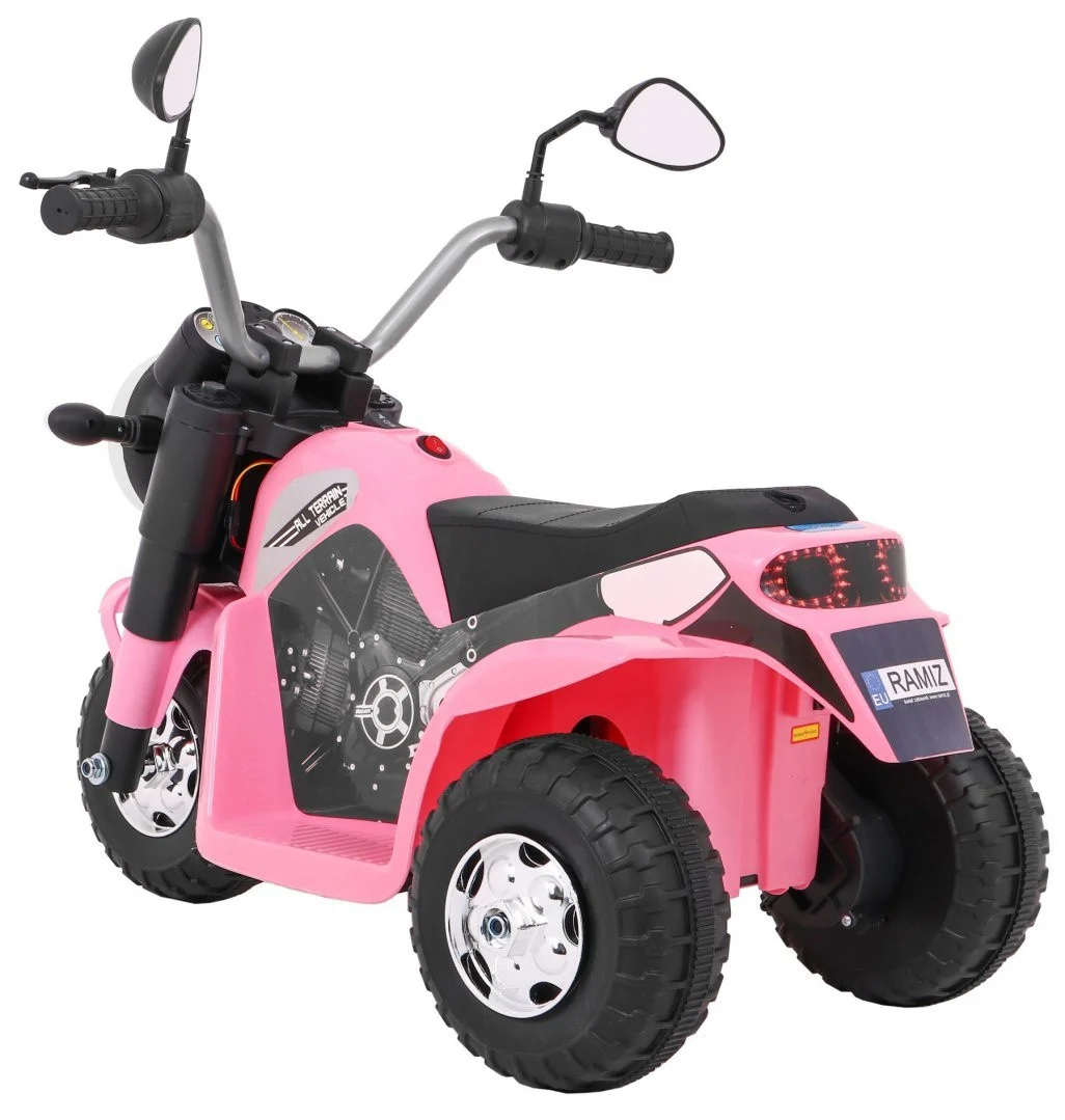 Minibike baterijski motor za djecu roza + zvukovi + LED svjetla + eko koža motor na akumulator_5
