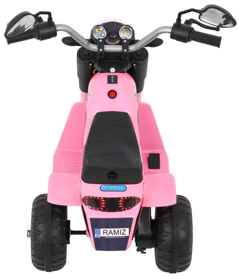 Minibike baterijski motor za djecu roza + zvukovi + LED svjetla + eko koža motor na akumulator_7