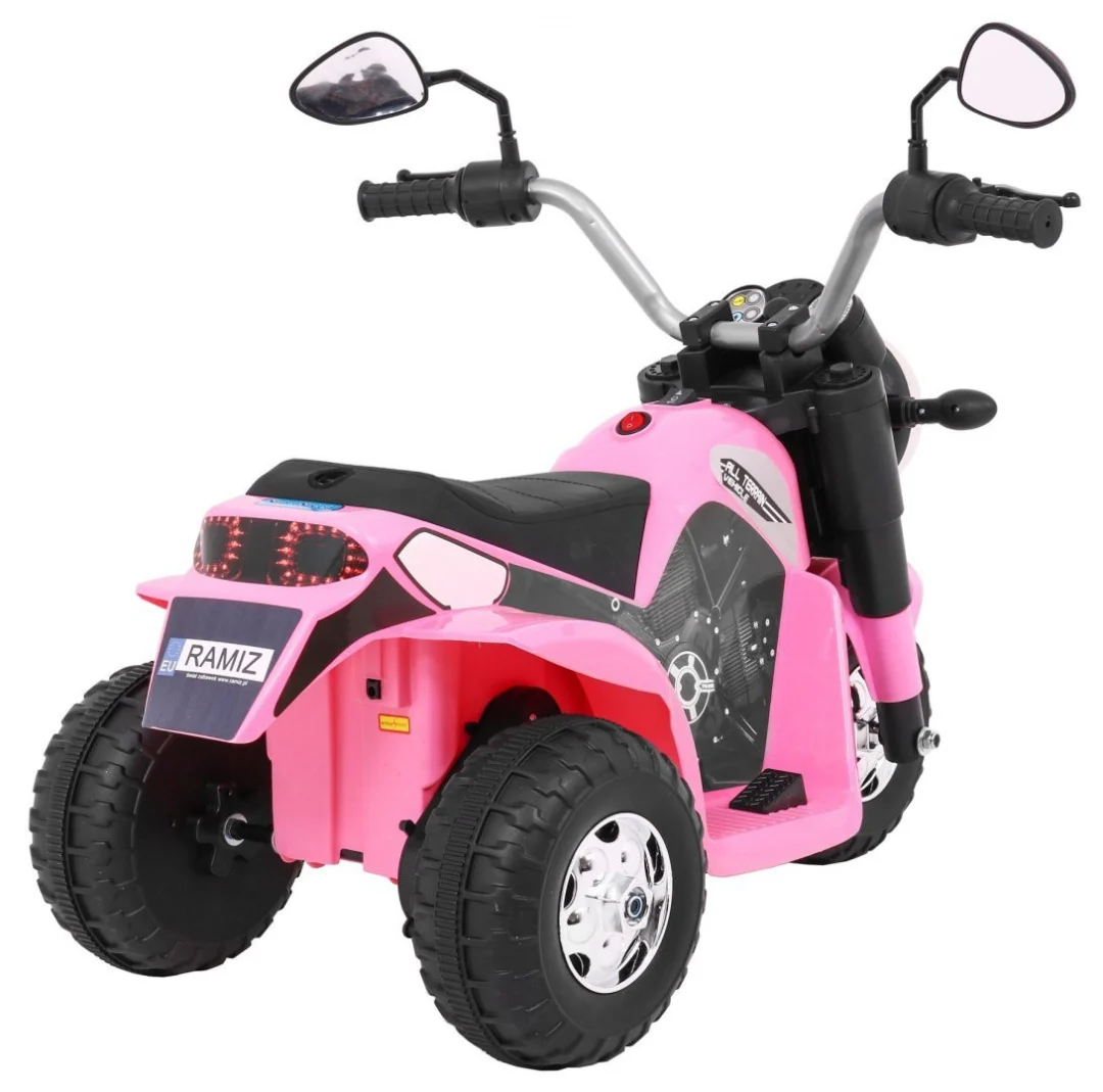 Minibike baterijski motor za djecu roza + zvukovi + LED svjetla + eko koža motor na akumulator_8