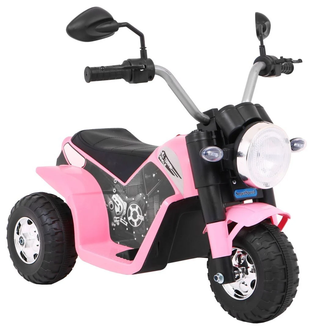 Minibike baterijski motor za djecu roza + zvukovi + LED svjetla + eko koža motor na akumulator_9