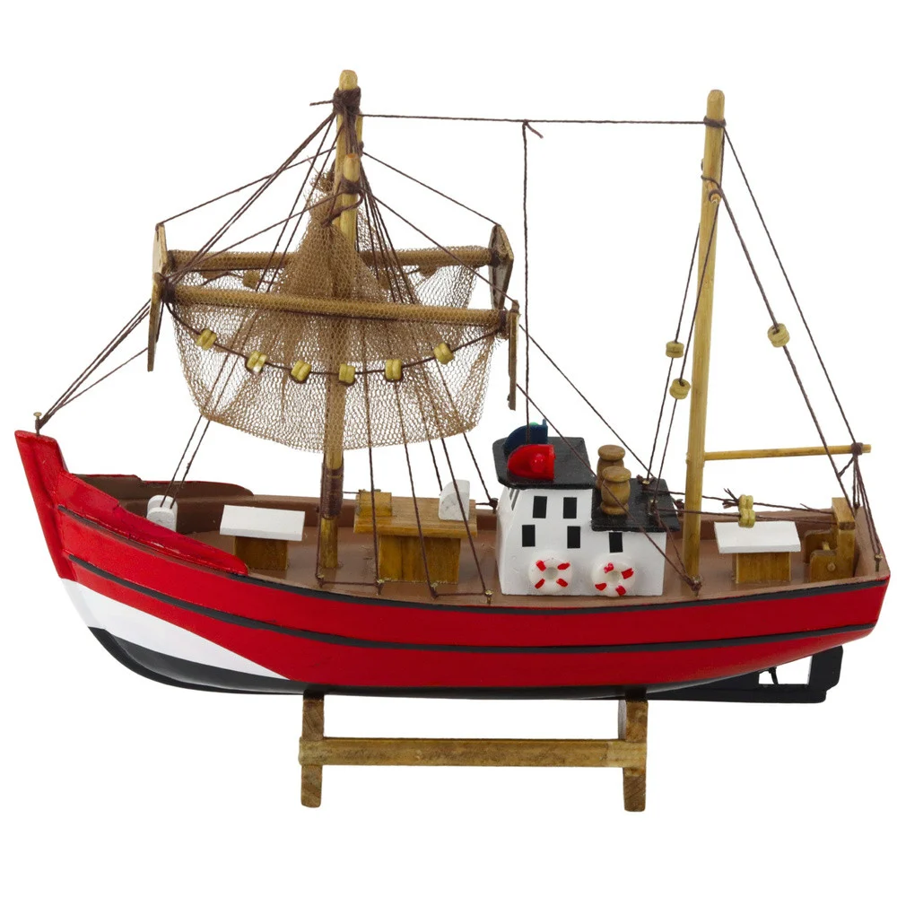 Model ribarskog broda crveno-bijeli 30 × 26 cm_3