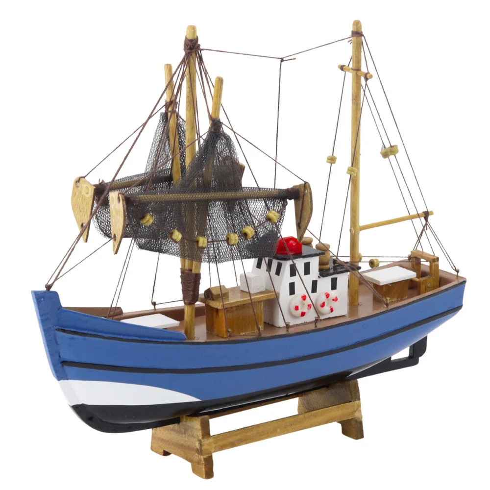 Model ribarskog broda plavo-bijeli 30 × 26 cm_2