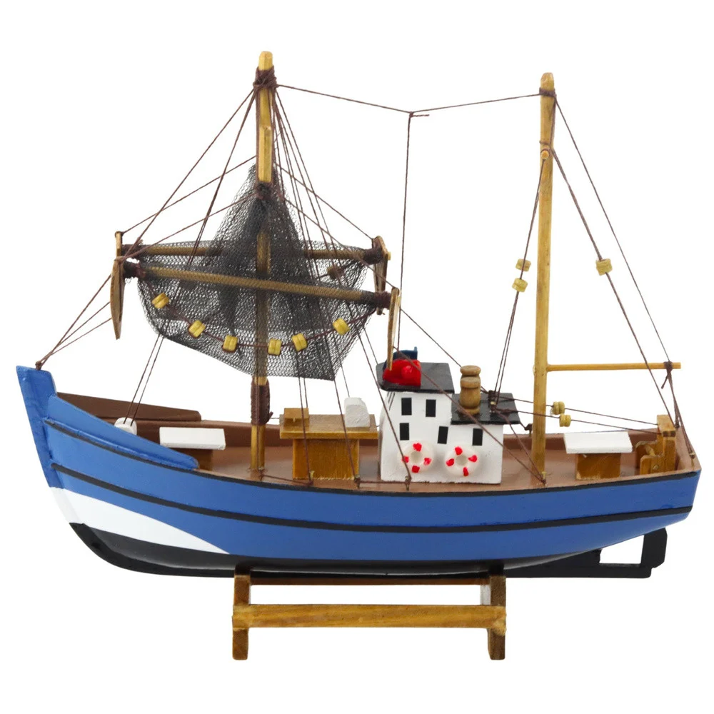 Model ribarskog broda plavo-bijeli 30 × 26 cm_3