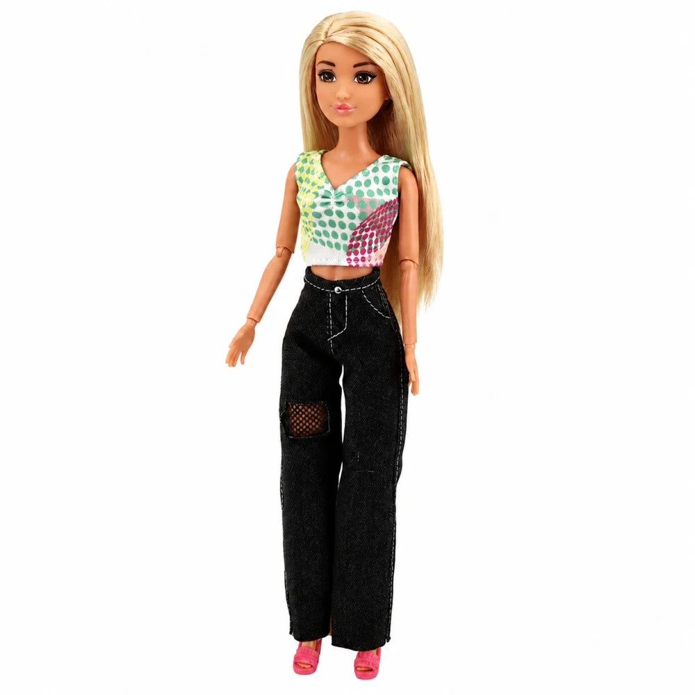 Modna lutka Anlily u trapericama plava kosa 30 cm_3