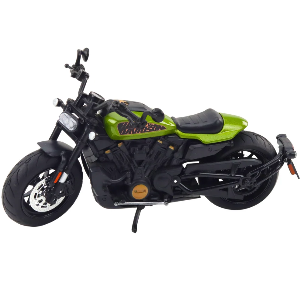 Motocikl Chopper Metalna svjetla Zvukovi Crno Zeleni Elementi 1:12_2