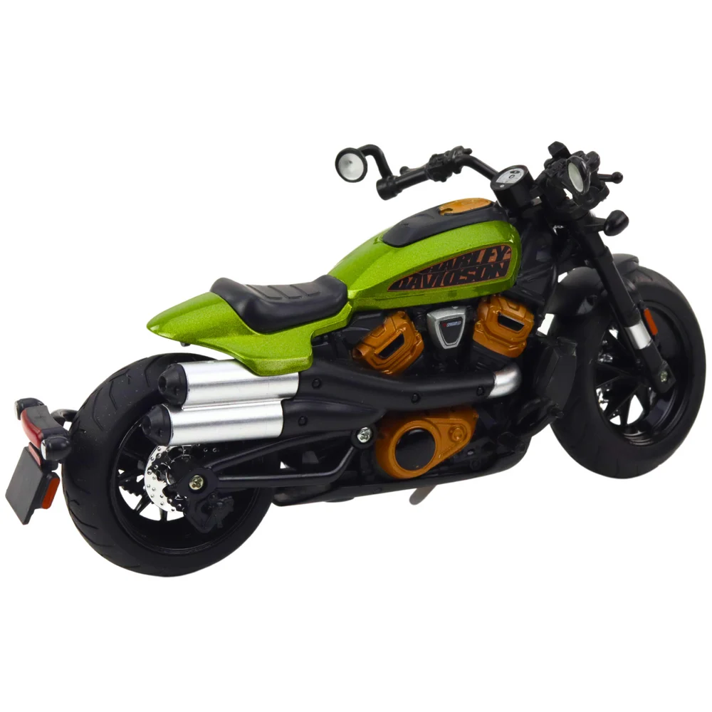 Motocikl Chopper Metalna svjetla Zvukovi Crno Zeleni Elementi 1:12_3