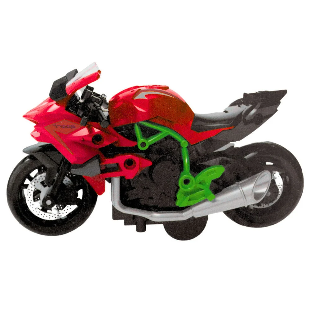 Motocikl za sastavljanje od metalnih vijaka 1:14 DIY zeleno-crveno_2