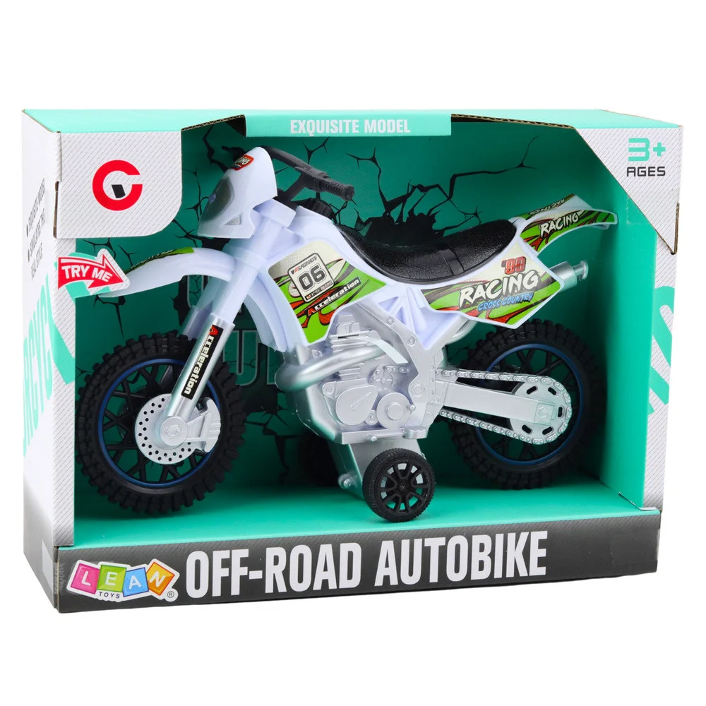 Motokros motocikl sa svjetlima i zvukovima, bijeli_4