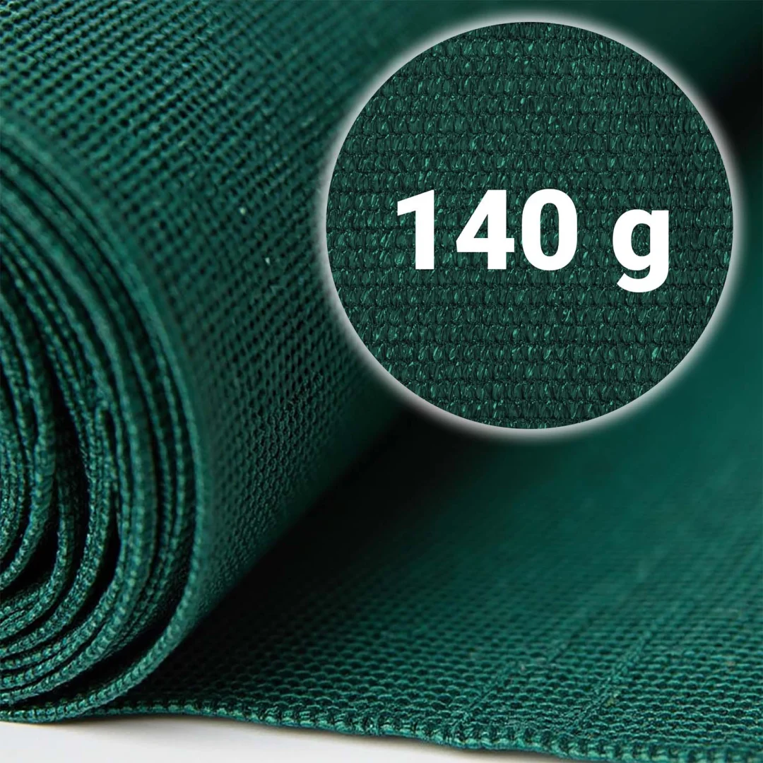 Mreža za sjenu 1,2 x 50 m 140 g/m2 + 50 zelenih stezaljki_5