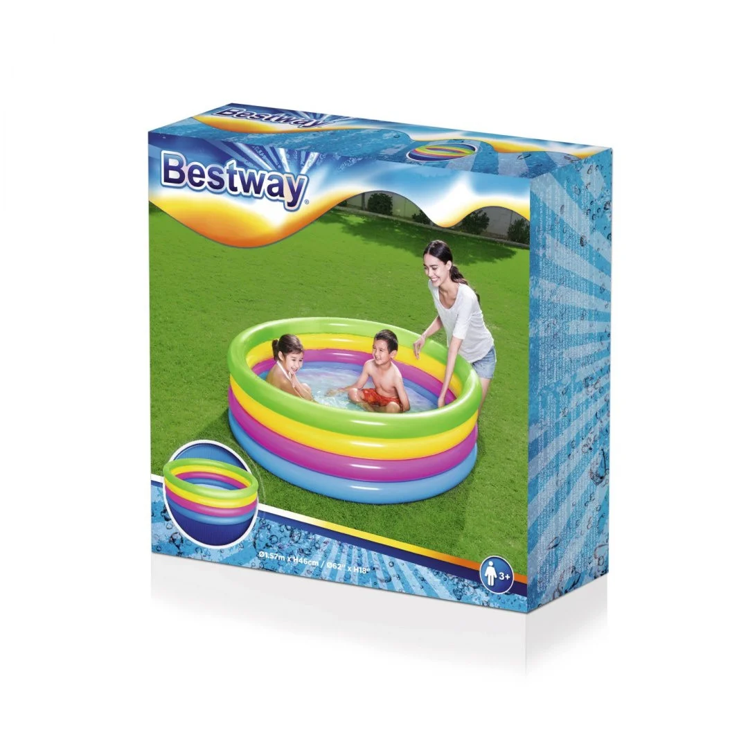 Napuhacki bazen s 4 prstena Dječji bazen za djecu 157x46cm Duga BESTWAY + zakrpa za popravak_8