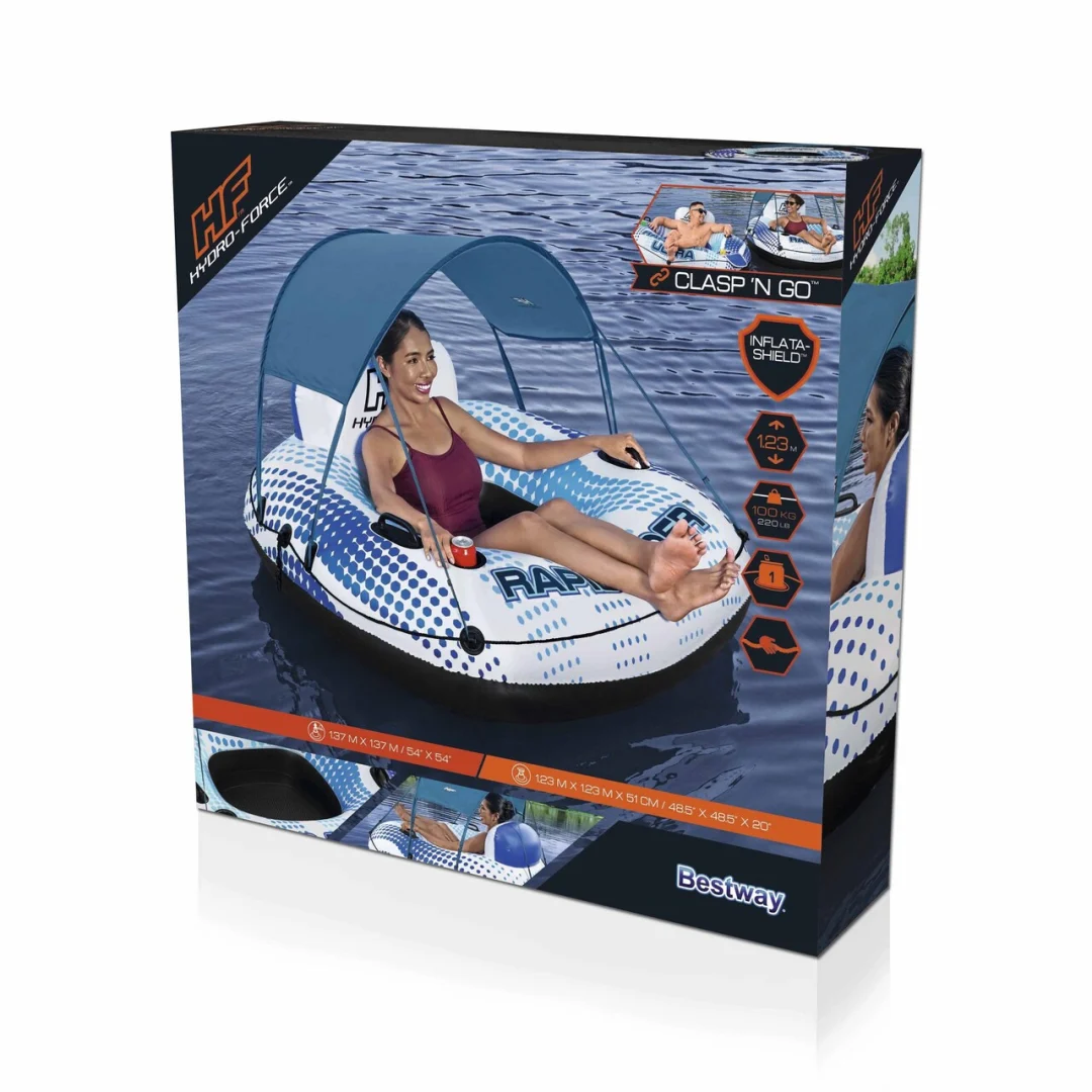 Napuhani Hydro-Force ploha za plivanje s krovom 123x123x51cm BESTWAY + mrežasto dno + naslon_8