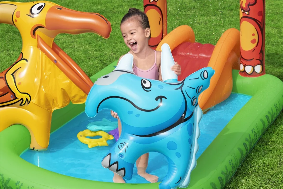 Napuhani dječji bazen Dinosaur World za djecu 2+ BESTWAY 241x140x137cm + tobogan + prskalica + pribor_2