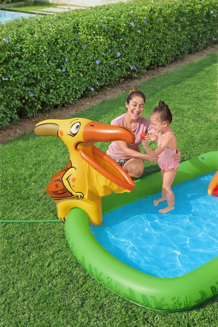 Napuhani dječji bazen Dinosaur World za djecu 2+ BESTWAY 241x140x137cm + tobogan + prskalica + pribor_4