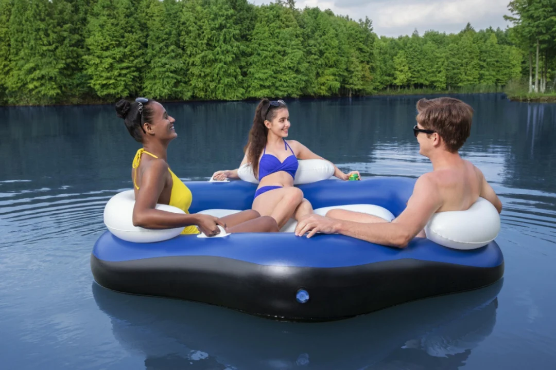 Napuhani otok za plivanje za 3 osobe BESTWAY 199x176cm + 3 naslona + mjesta za piće + ručke + dno s_7