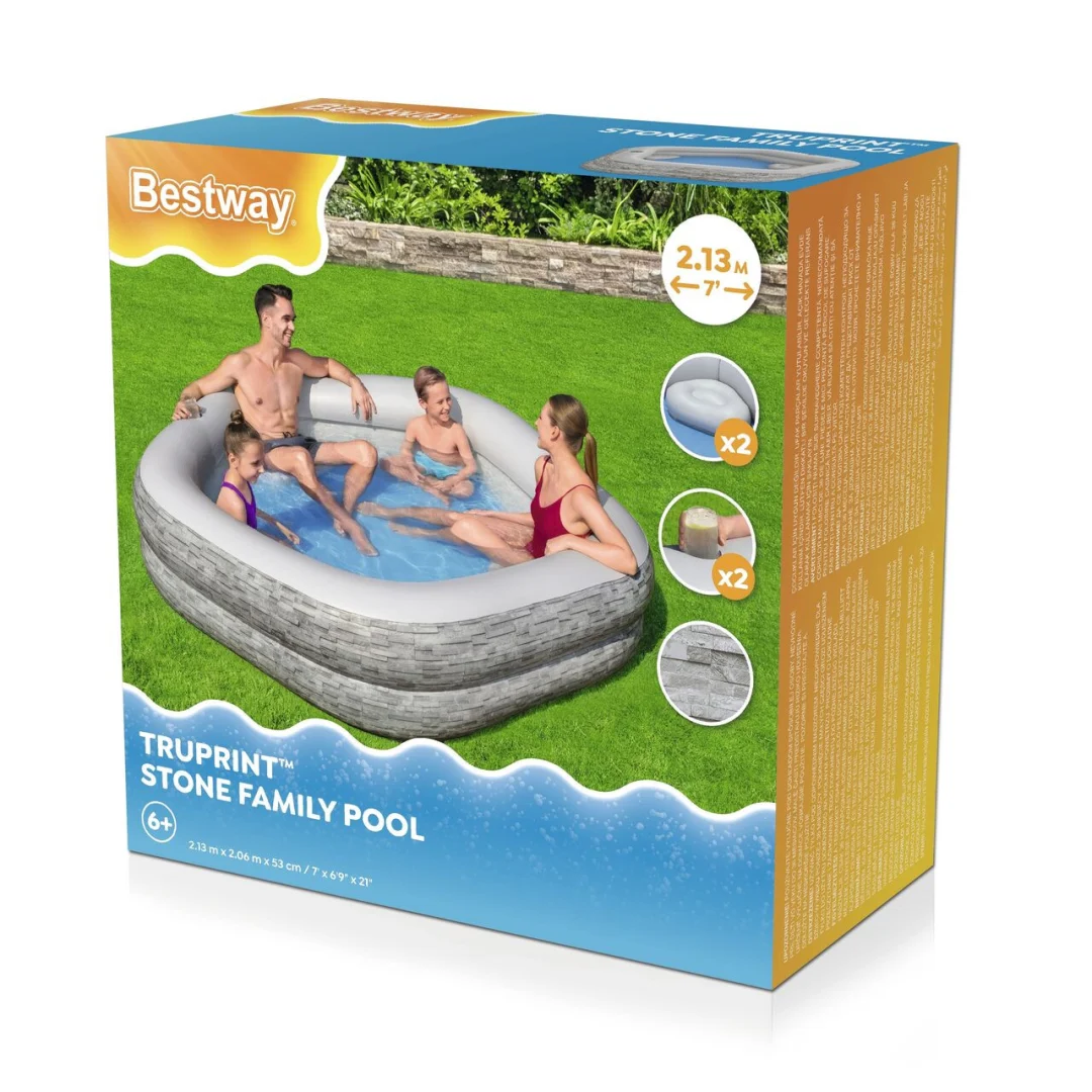 Napuhani vrtni bazen za obitelj 213x206x53cm BESTWAY + napuhane sjedalice + držači za čaše_10