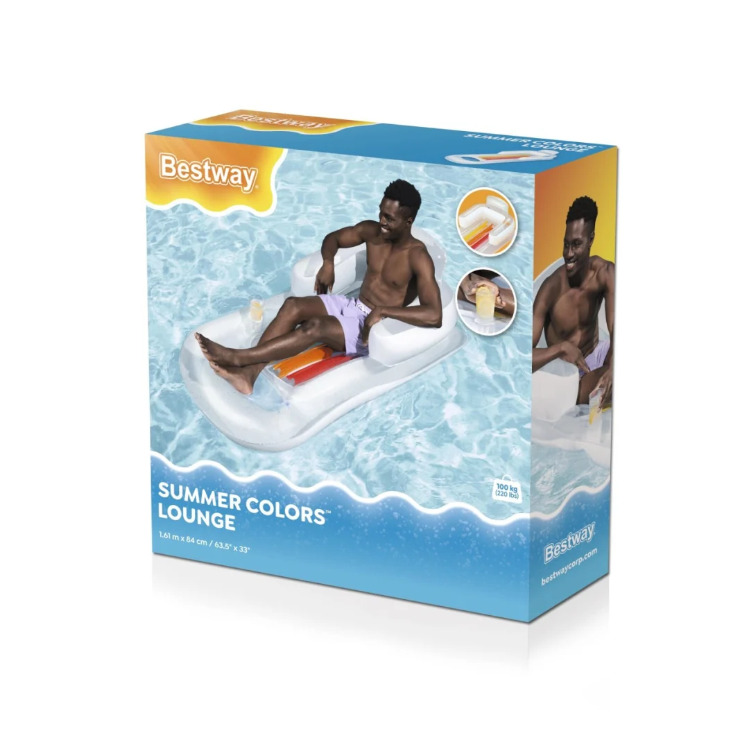 Napuhava ležaljka za plivanje bijela BESTWAY 161x84cm + naslon_7