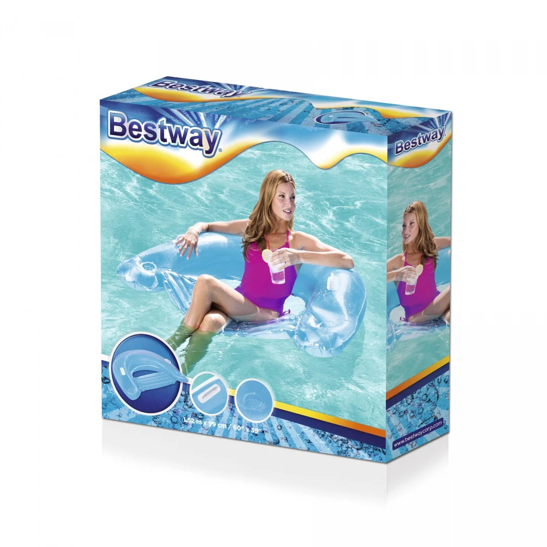 Napuhava sjedalica za plivanje plava BESTWAY 152x99cm + naslon + 2 ručke_5