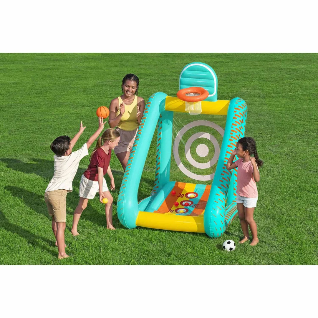 Napuhavanje vrtne igre 3u1 košarkaški nogometni gol 127x109x178 cm Bestway 52813_3