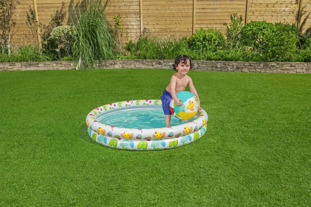 Napuhljivi 3-u-1 dječji bazen 122x20cm Tropical BESTWAY + ploha za plivanje + lopta za plažu_3