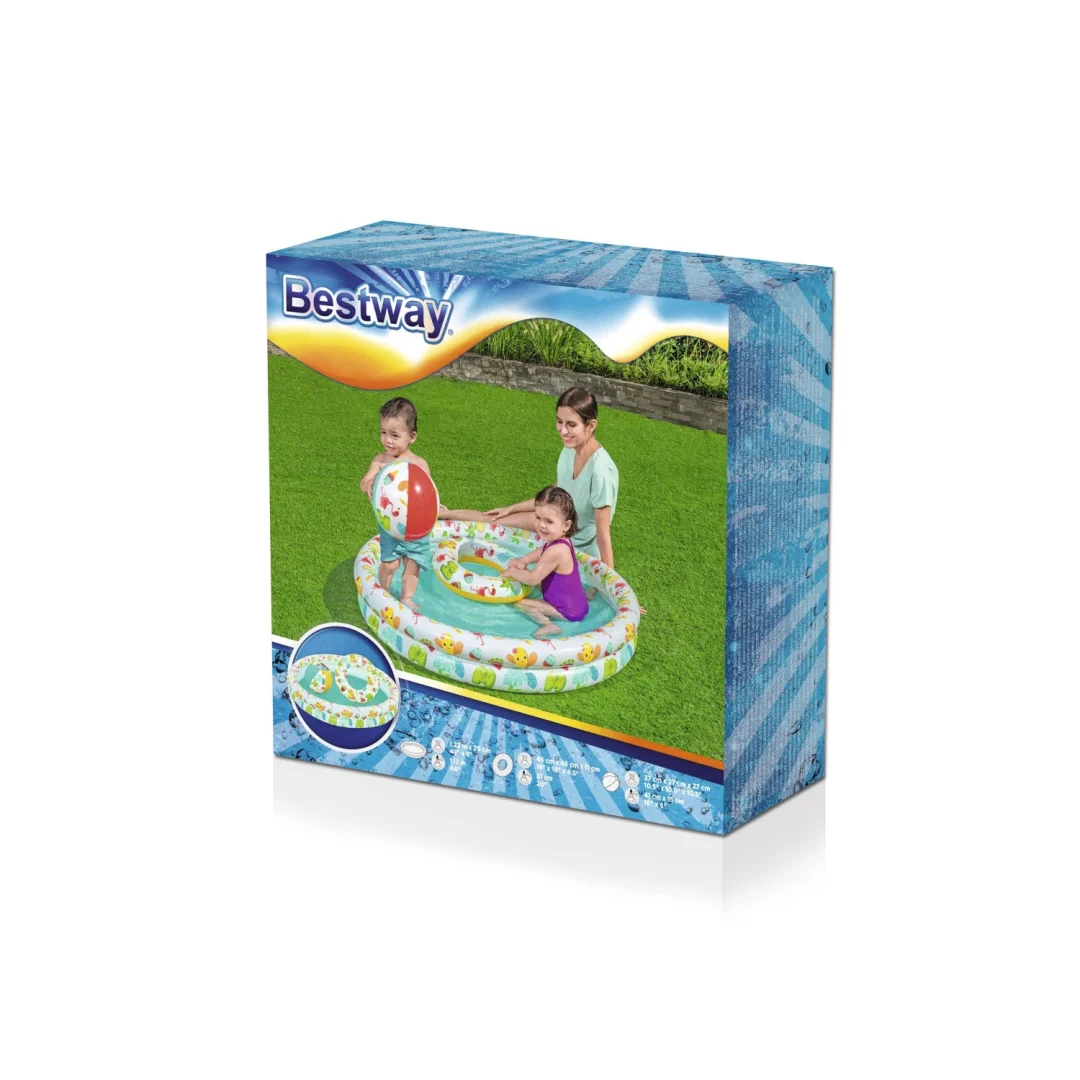 Napuhljivi 3-u-1 dječji bazen 122x20cm Tropical BESTWAY + ploha za plivanje + lopta za plažu_5