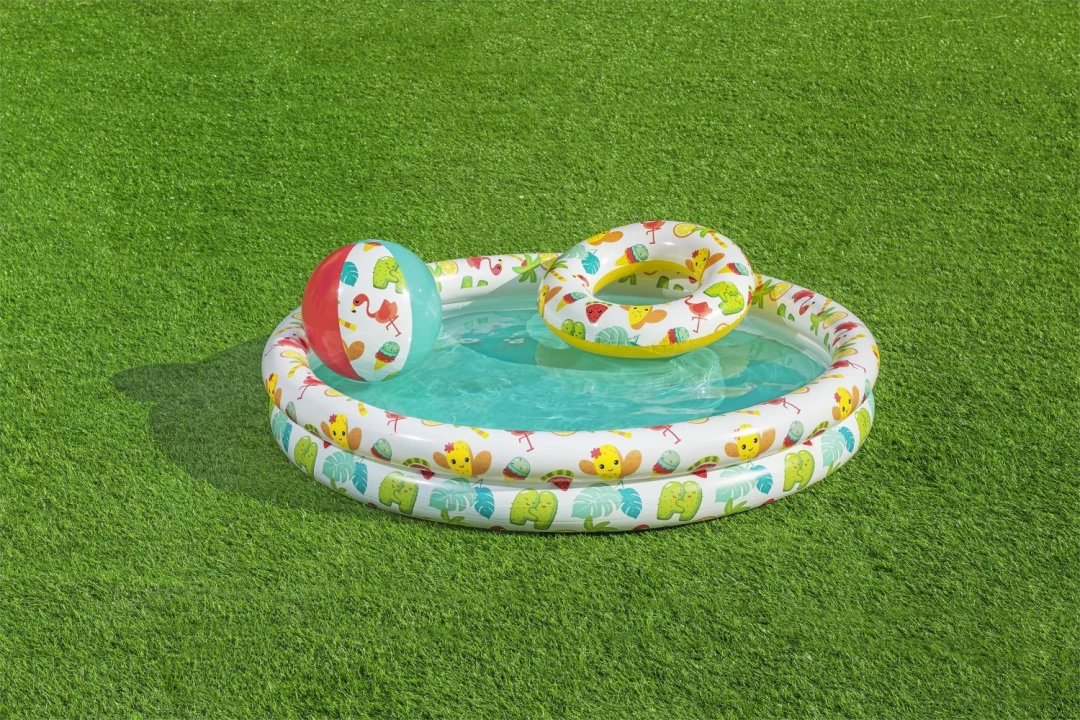Napuhljivi 3-u-1 dječji bazen 122x20cm Tropical BESTWAY + ploha za plivanje + lopta za plažu_6
