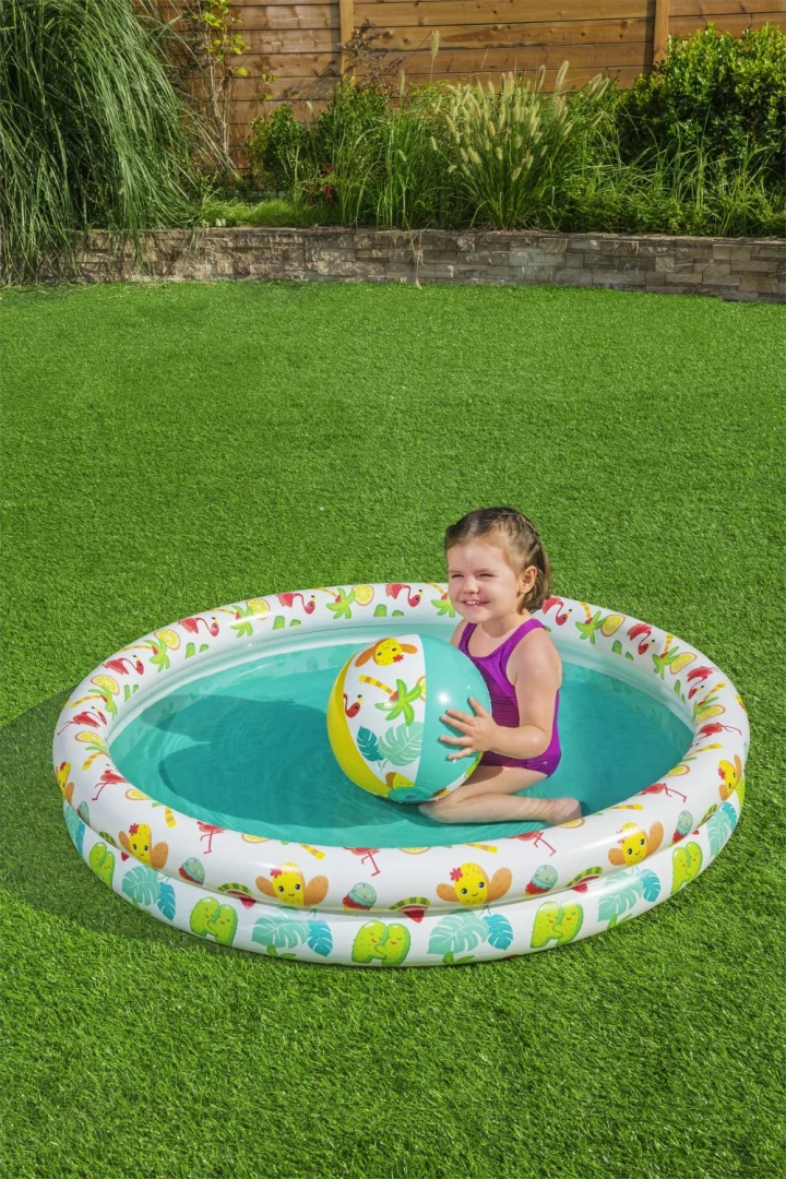 Napuhljivi 3-u-1 dječji bazen 122x20cm Tropical BESTWAY + ploha za plivanje + lopta za plažu_7