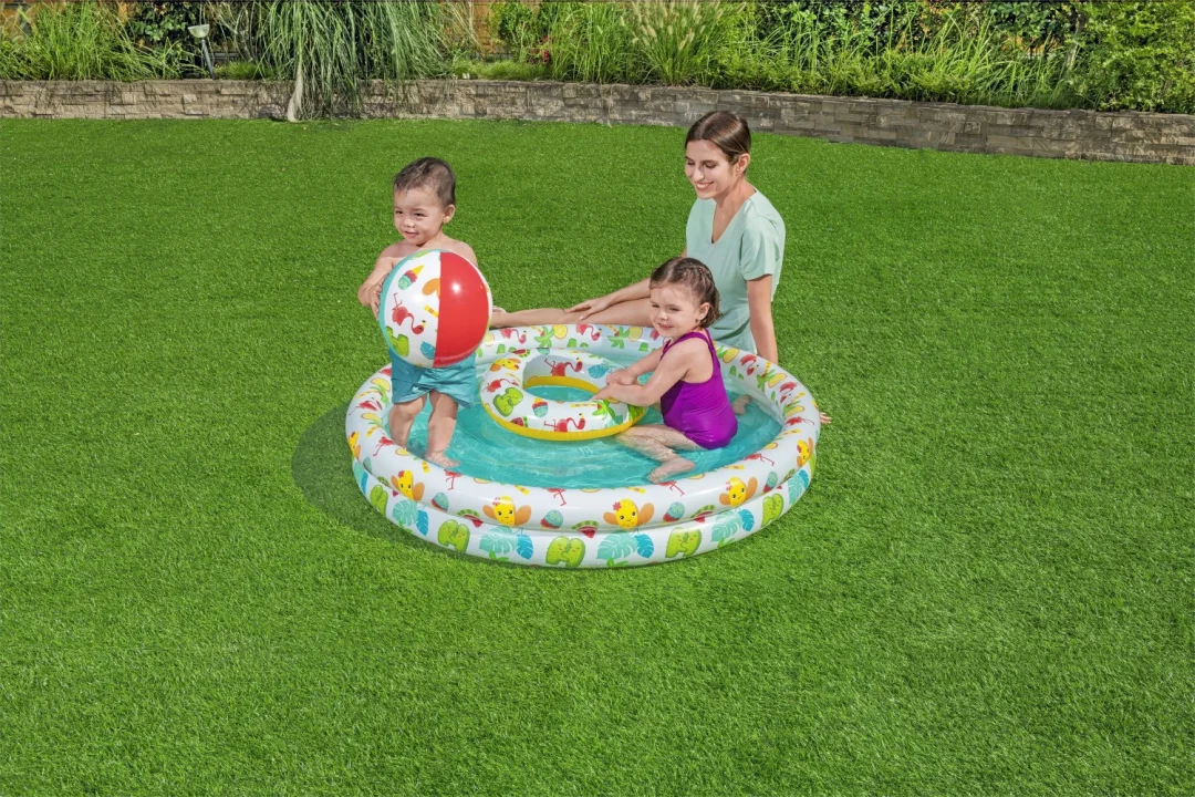 Napuhljivi 3-u-1 dječji bazen 122x20cm Tropical BESTWAY + ploha za plivanje + lopta za plažu_8