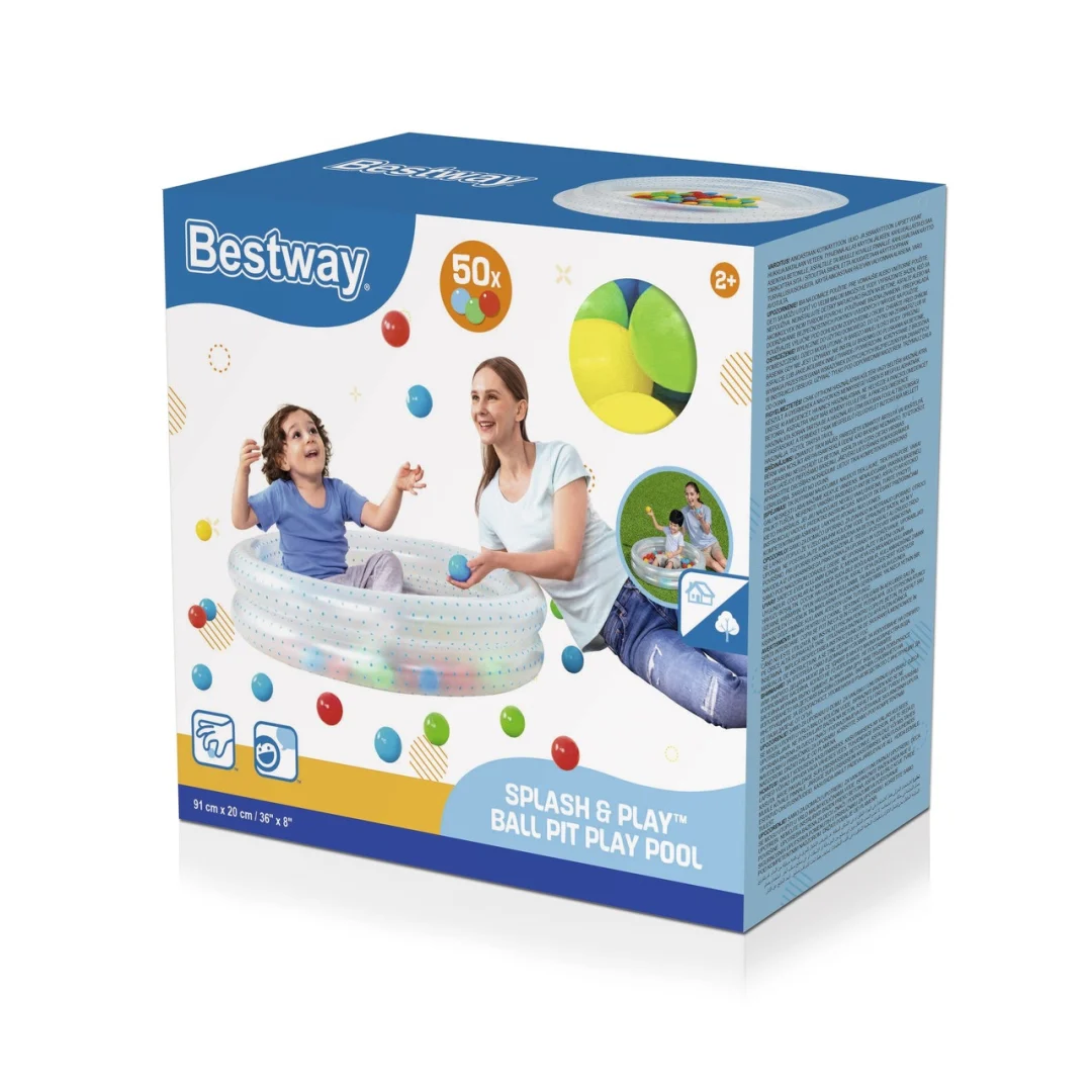 Napuhljivi bazen 2 u 1 za djecu 2+ Plavi BESTWAY 91x20cm Bazen za djecu + Suhi bazen + 50, plava_9